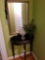 Hallway table, mirror, glass compote