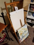 Easel, blank canvases