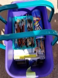 Tote of art supplies
