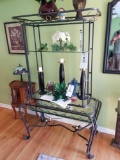 Iron rack with glass shelving