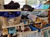 Contents of shelf, hardware, lg. casters, golf balls