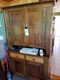 Antique 2-piece step back kitchen cupboard