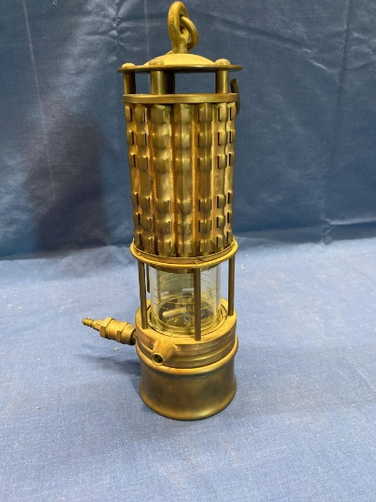 Wolf safety coal miners lamp, brass