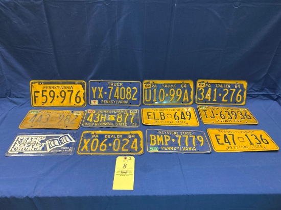 Assorted Pennsylvania license plates 1960s and '70s
