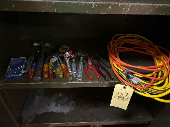 File Cabinet with Tools and Cord