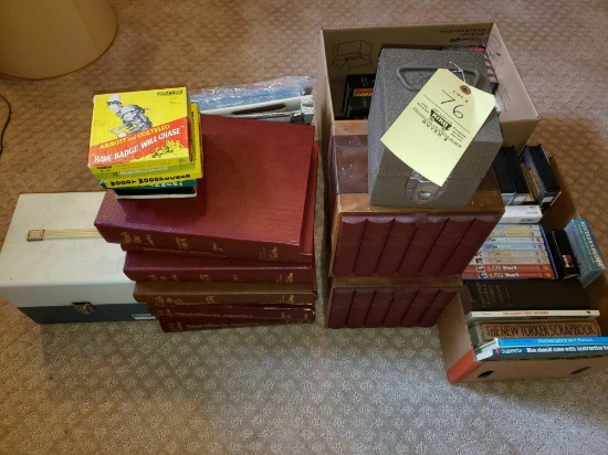 Assorted Books And Encyclopedias, Vintage Reels