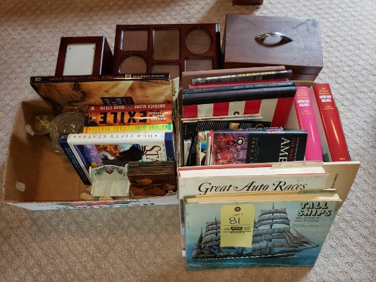 Assorted Books, Wood Boxes