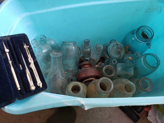 Vintage Glassware, Bottles, Compass