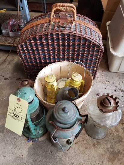 Lanterns, Oil Lamps, Basket