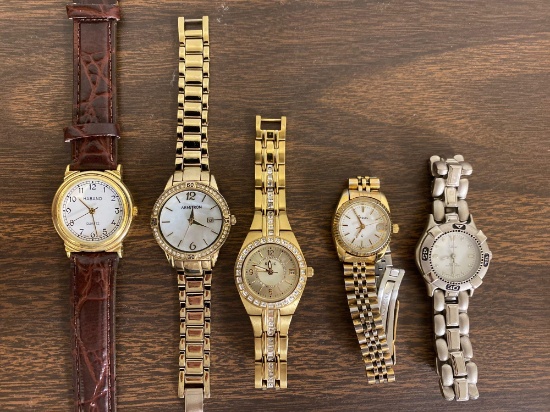 (5) Ladies wrist watches (Colezio, Gasser, Relic, Armitron, Haband).