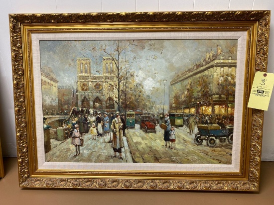 Horn oil/canvas, "Notre Dame", 44 x 32 frame size.