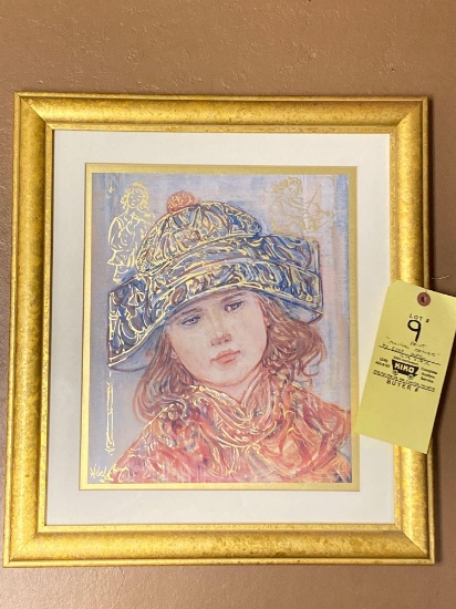 Edna Hines limited edition gold enhanced print, "Musical Memories", 16.5 x 18.5 frame.