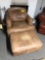 Leather Chair with Ottoman