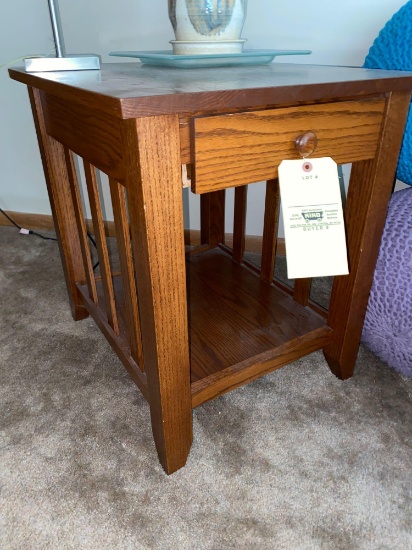 Modern mission oak stand w/ drawer, 20" wide x 24" deep.