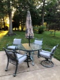 Aluminum Patio Table with 4 Chairs and Umbrella