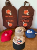 (4) Railroad hats, Browns seat pads.