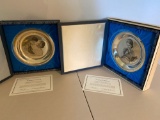 (2) Franklin Mint solid sterling silver plates, 