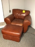 Leather Chair with Ottoman