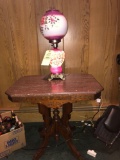 Marble Top Victorian Stand with Banquet Lamp