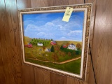 Large oil on canvas farm scene signed L Smith