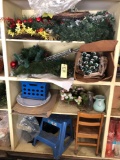 Ceramic Christmas Tree, Wreaths, Small Chair, Step Stool