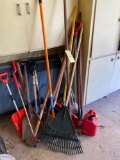 Garden tools, spades, rakes, sledgehammer, snow shovels, Winchime