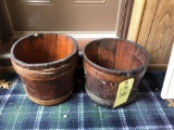 Two Wood Banded Buckets