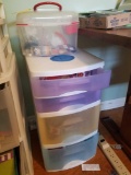 Organizer with craft items, stickers