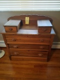 Spoon carved dresser with marble insert, 5 drawer