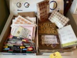 Two boxes of stamps and stamping write markers