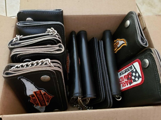 (13) Leather Harley Davidson Wallets with Chains