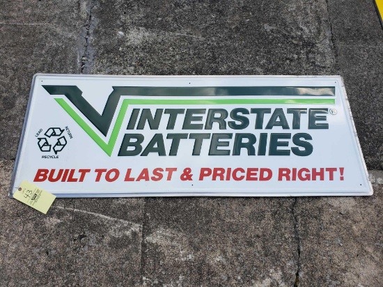 Embossed Interstate Batteries Tin Sign