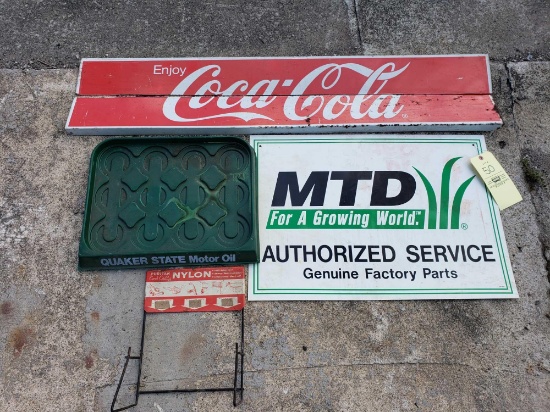 Coca Cola Sign, MTD Sign, Puritan Display, Quaker Tray