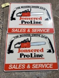 (2) Tin Jonsered Pro Line Signs