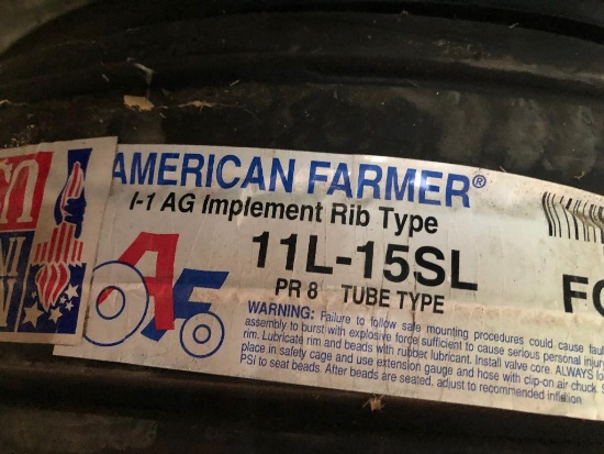 (4) New 11L-15SL implent tires tube type