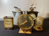 Clocks - Stanley furniture cream tin - granite pot