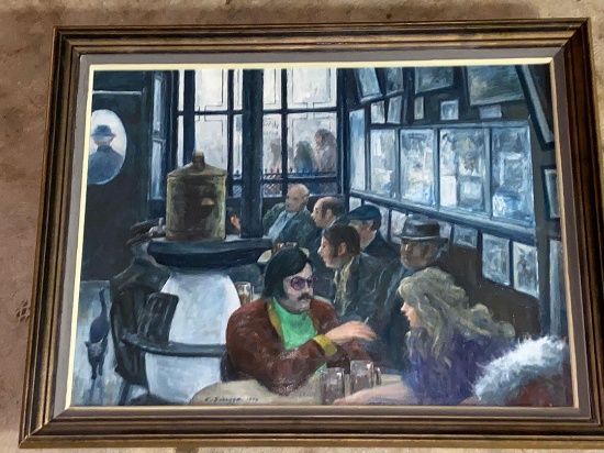 Clyde Singer 1972 oil/ board, "McSorley's Business as Usual"