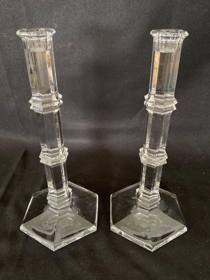 Signed Tiffany & Co. 11" tall candle holders.