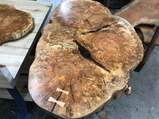 5 Stem Elm Base, 3-Stem Spalted Maple Too Table