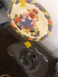 Halloween platter, art glass bowl