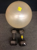 Exercise ball and dumbbell weights 2 - 20 lb weight