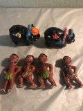 African figurines, 2 piggy banks