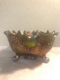 Carnival glass bowl and other various pieces of glassware