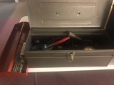 Metal toolbox with some tools, plane, etc