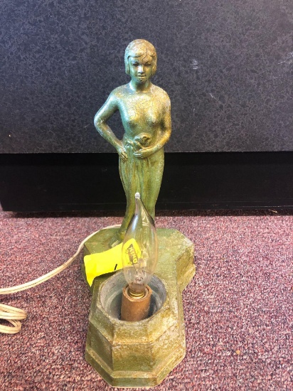 Cast metal figural lamp