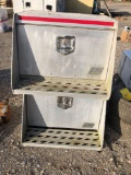 Two aluminum East toolboxes