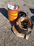 Gas can, plastic strap, edging