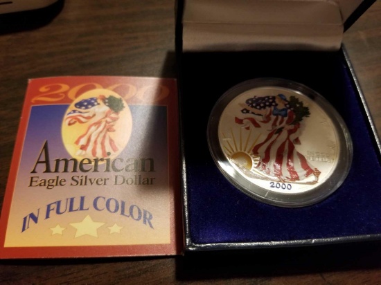 2000 American Eagle silver dollar, colorized