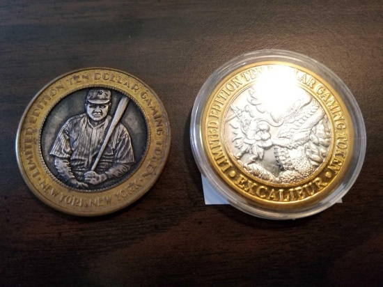 Gaming tokens, both marked 999 silver, bid x 2