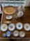 Bronze platter - glassware - hand painted plates -